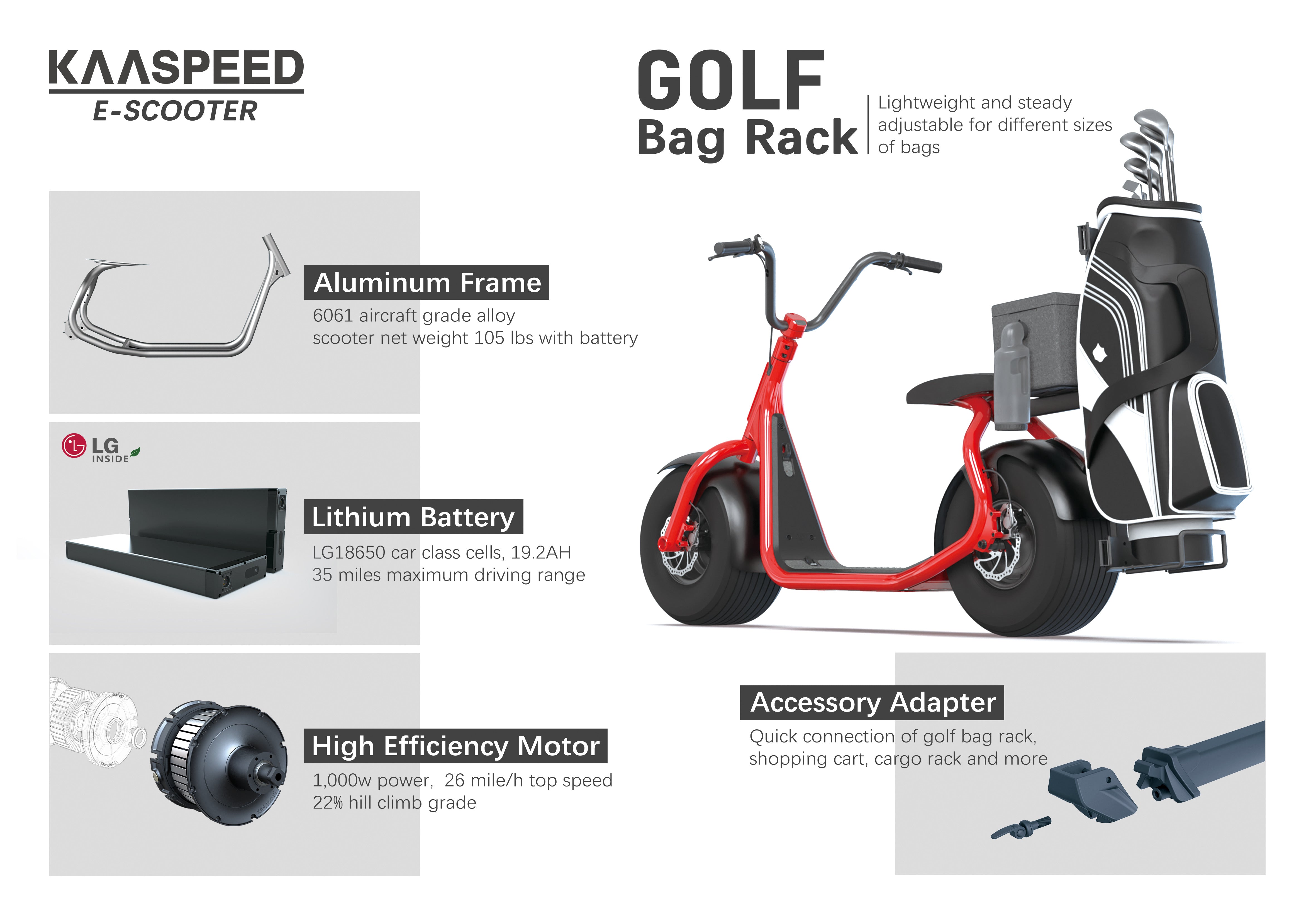 Kaaspeed Scooter Golf Bag Rack